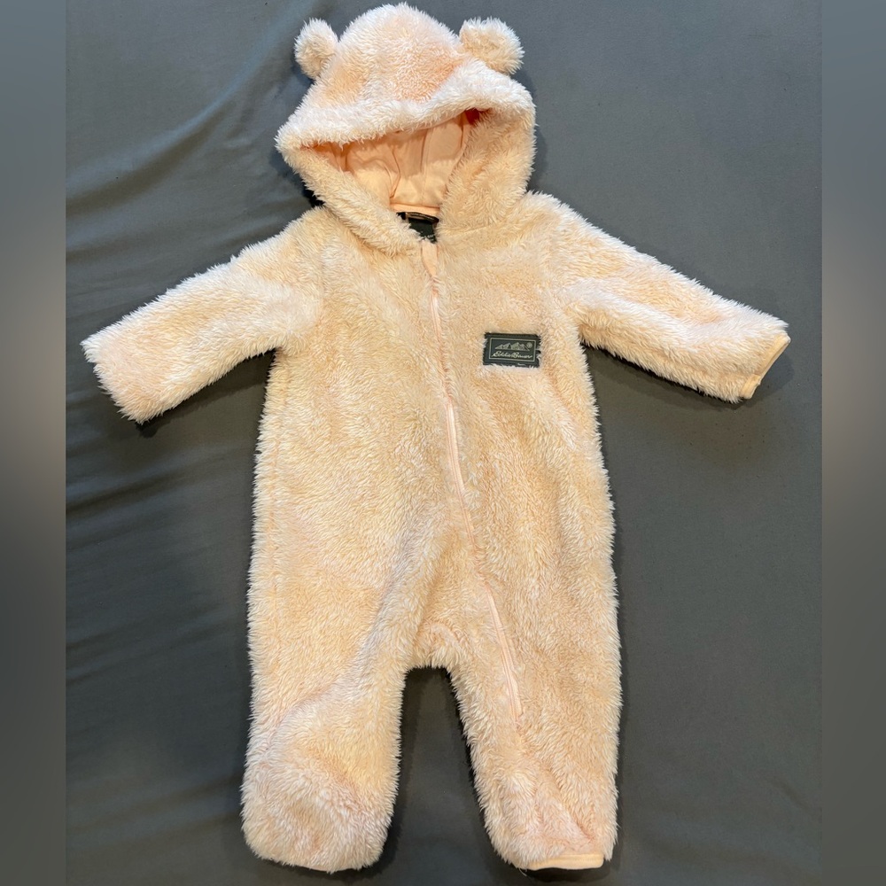 Eddie Bauer Fuzzy Cream Hooded Footie